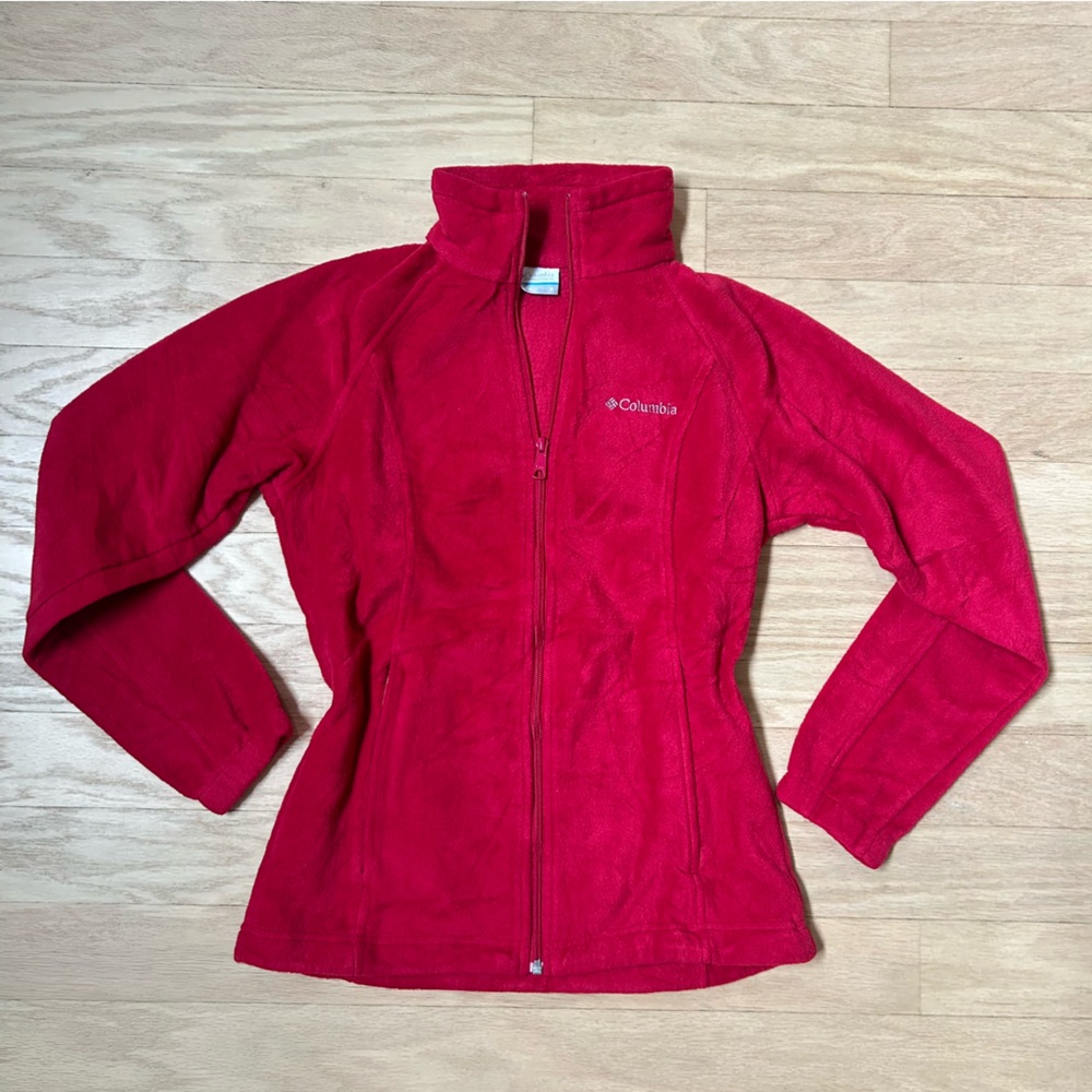 Red Columbia Women's Vibrant Red Fleece Ski Jacket Zip Up